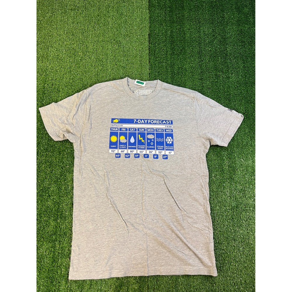 26 Shirts Buffalo NY 7-Day Forecast Graphic Tee Mens Medium Heather Grey